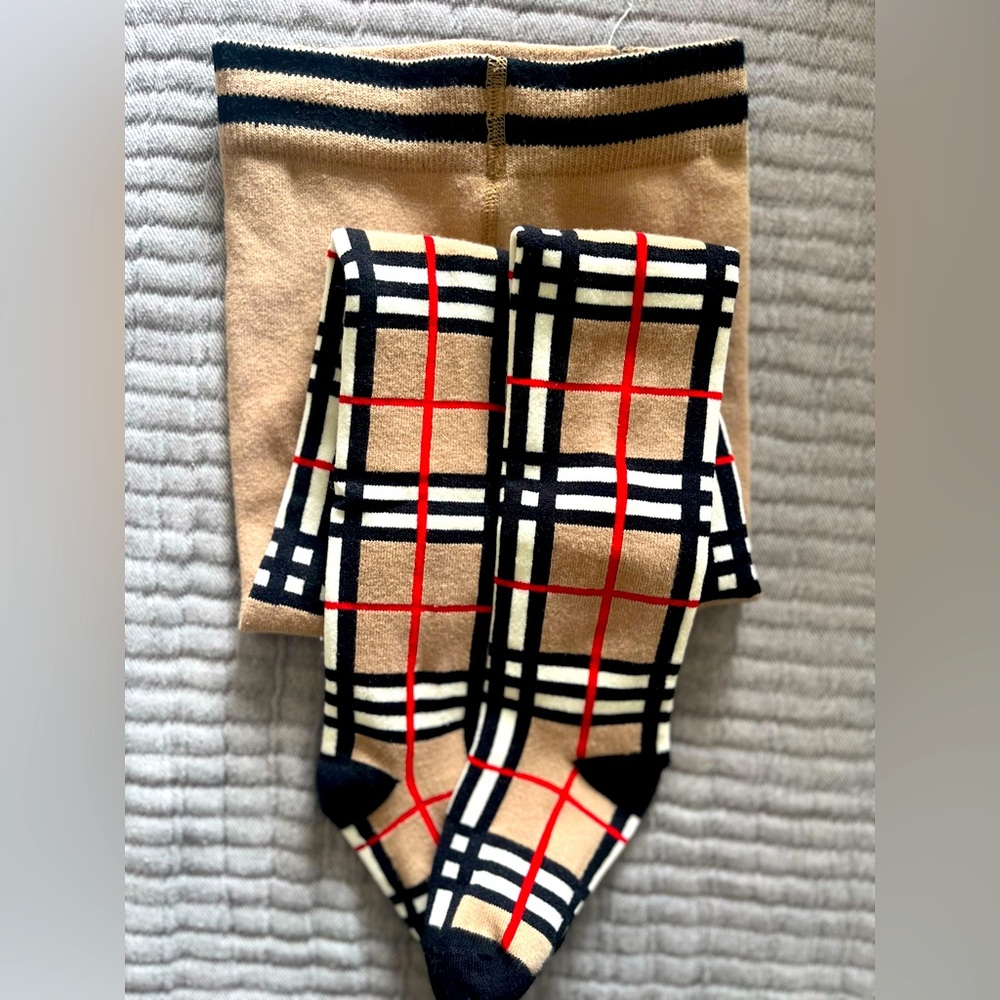 Burberry toddler check plaid tights 3-4t